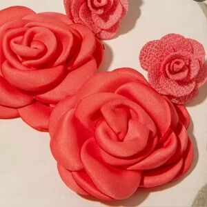 Elegant Coral Rose Hair Clips